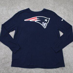 Nike NE Patriots Shirt Mens XL Blue Athletic Cut Cotton NFL Long Sleeve Pullover